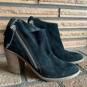 Dolce Vita Women’s Black Suede Zipper Heeled Booties Size 8.5